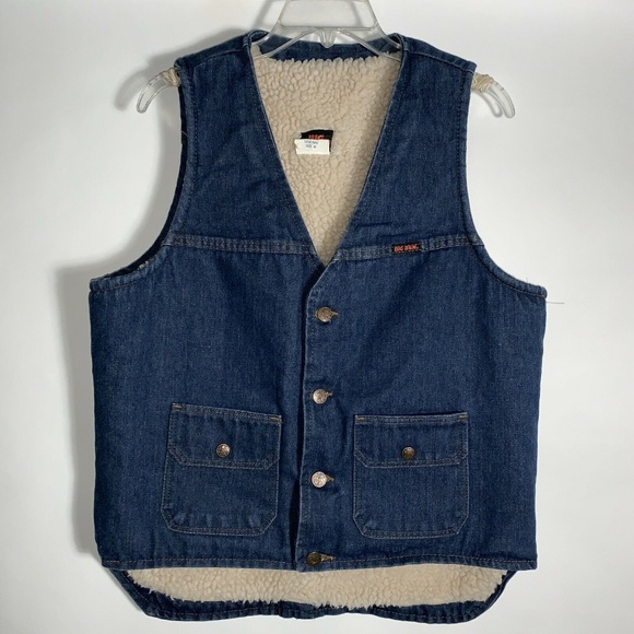 Vtg Big Ben Sherpa Lined Denim Vest Mens Medium - Picture 3 of 8